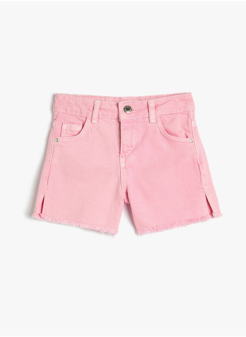 KOTON - Jean Shorts Slit Detail Pockets Cotton - Image 1