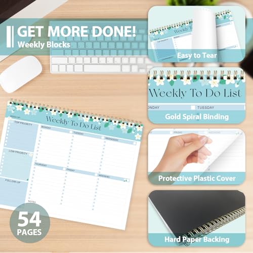 VALOME Weekly To Do List Notepad, Undated Planner with 52 Sheets (8.5''x11''), Desk Weekly Planner for Women & Man, Home School & Work (Flower) - Image 5