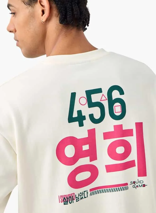 SP Characters Squid Games Print Crew Neck T-shirt with Short Sleeves