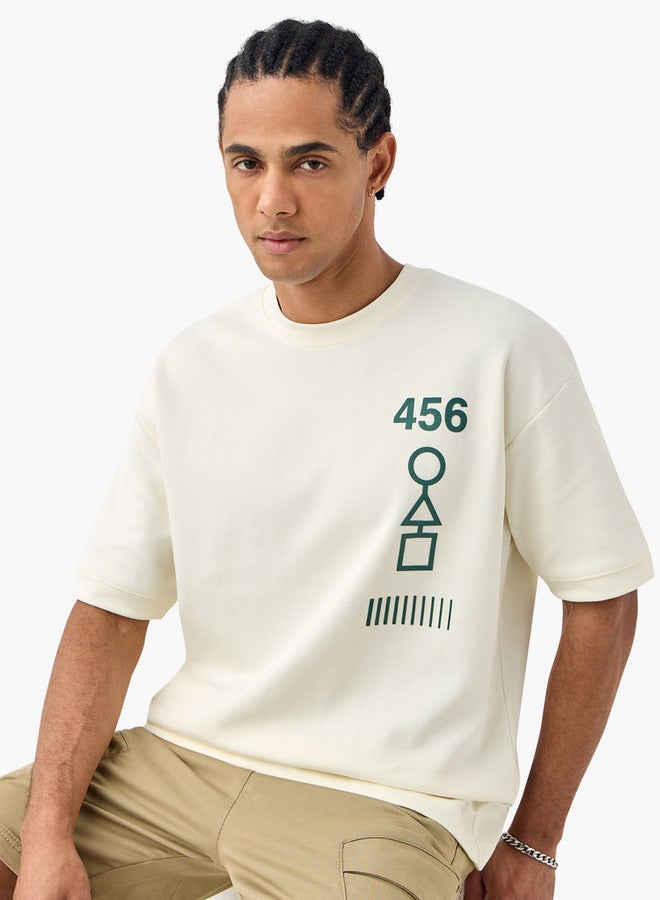 SP Characters Squid Games Print Crew Neck T-shirt with Short Sleeves - Image 2