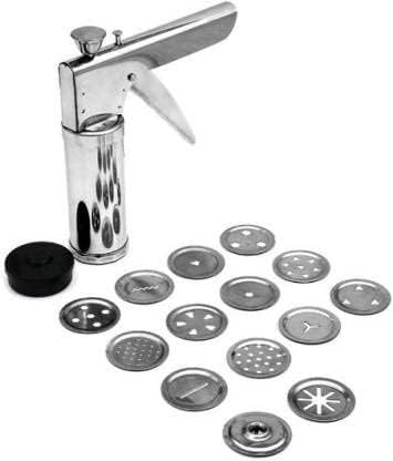 MRP ENTERPRISE Stainless Steel Kitchen Press with 15 Different Types of Maker Bhujiya Maker Noodles Cookies Namkeen Chakali Maker Sev Maker Farsan Maker Gathiya Maker  - Image 1