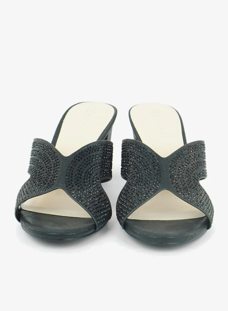 Zayna Black 221-291 Zayna Ladies Classic High block heel Slides 2G5957-2450 Black for Women | Best Price UAE