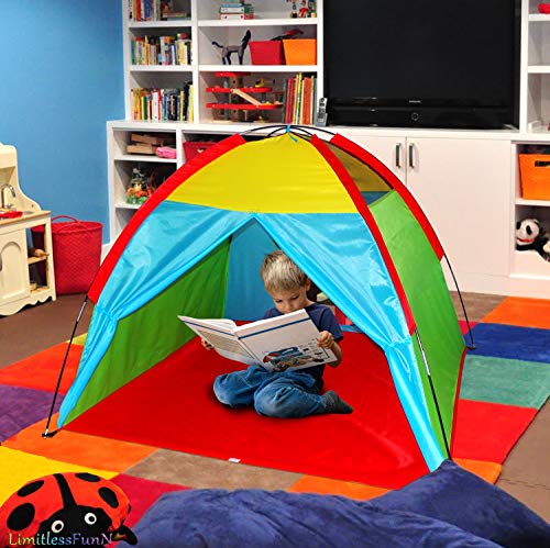 LimitlessFunN Rainbow Kids Play Tent Includes Star Lights Carrying Case Children Dome Playhouse for Boys Toddlers Indoor Outdoor 48 D x 48 W x 36 H - Image 5