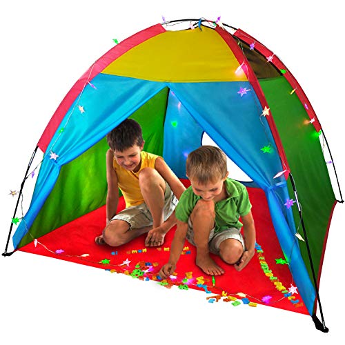 LimitlessFunN Rainbow Kids Play Tent Includes Star Lights Carrying Case Children Dome Playhouse for Boys Toddlers Indoor Outdoor 48 D x 48 W x 36 H - Image 1
