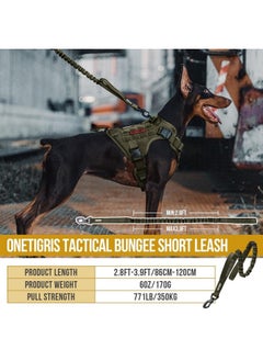 OneTigris OneTigris Tactical Dog Training Bungee Leash with 2 Control Handle Quick Release Nylon Leads Rope(Ranger Green)  - Image 2