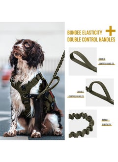 OneTigris OneTigris Tactical Dog Training Bungee Leash with 2 Control Handle Quick Release Nylon Leads Rope(Ranger Green)  - Image 4