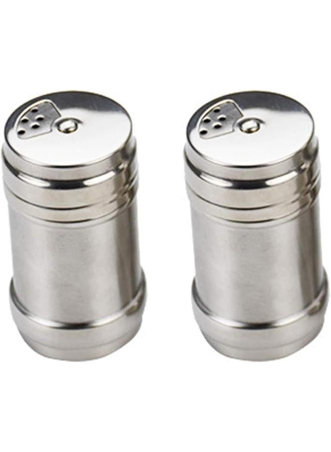 2 Pieces Stainless Steel Salt Spice Sugar Pepper Flavour Bottles Shaker Spice Bottle Airtight Spice Shaker ,Small Size, Silver - Image 1