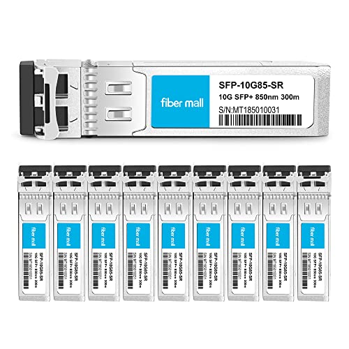 fiber mall 10G SFP SR for Cisco Meraki MA-SFP-10GB-SR 10GBASE-SR SFP+ 850nm 300m MMF DOM Transceiver Module Pack of 10 - Image 1