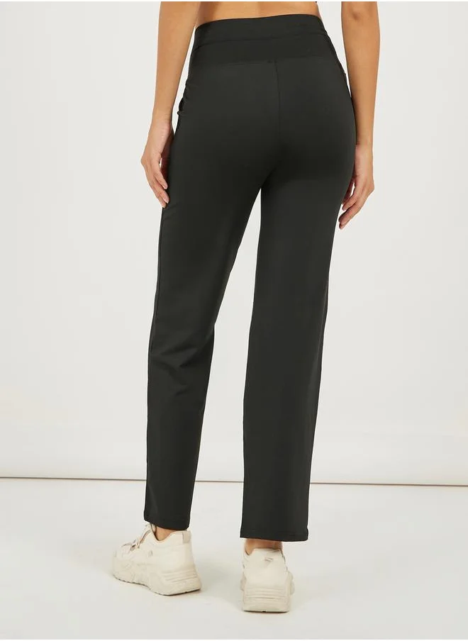 Styli Self Fabric Binding Patch Detail Straight Pants