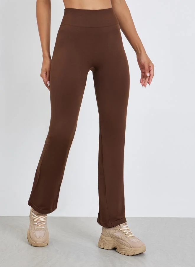 Styli Active Women Seamless Broad Waist Flare Leggings