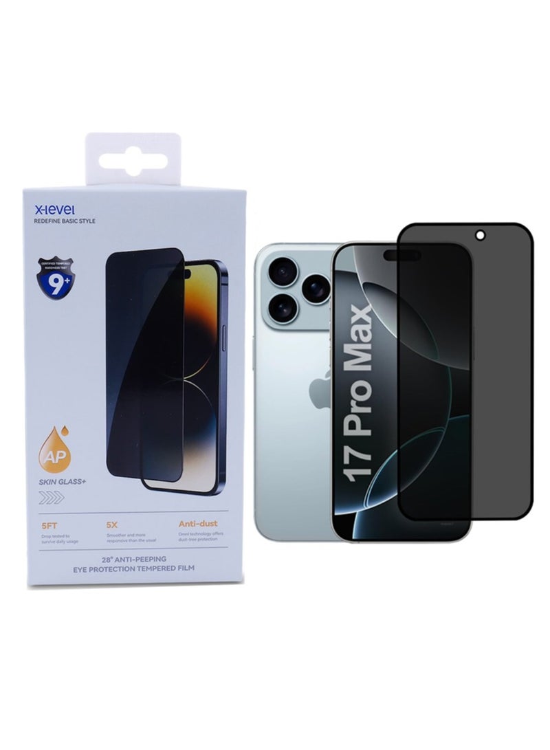 X-LEVEL Privacy Anti-Spy Screen Protector for iPhone 17 Pro Max, 9+ Hardness, Anti-Scratch, Anti-Fingerprint, Dust, Easy Installation (1 Pack, iPhone 17 Pro Max) (1 Pack) - Image 1