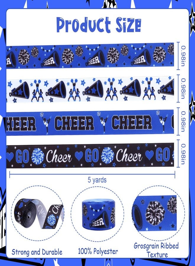 Cheerupp 4 Rolls Blue Go Cheer Theme Ribbons, 20 Yards Cheerleading Craft Ribbons for Wreath Hair Bow Wrapping Gifts Packing, Sports Grosgrain Ribbons for Cheerleader Accessories Decor - Image 5