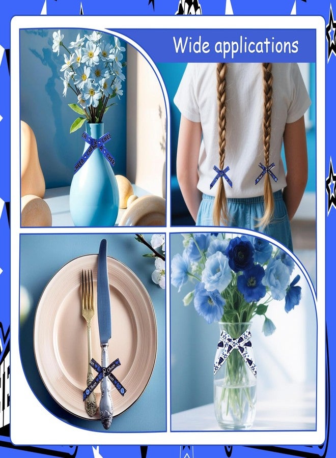 Cheerupp 4 Rolls Blue Go Cheer Theme Ribbons, 20 Yards Cheerleading Craft Ribbons for Wreath Hair Bow Wrapping Gifts Packing, Sports Grosgrain Ribbons for Cheerleader Accessories Decor - Image 4