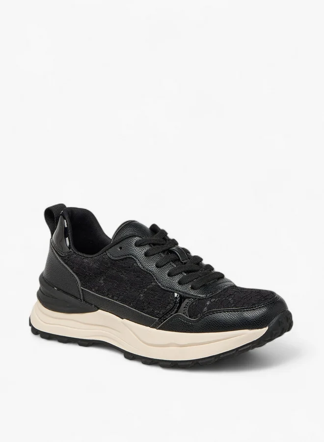 ميسي Women Panelled Lace-Up Sneakers with Pull Tab