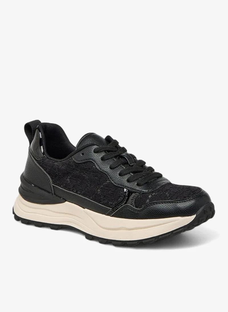 MISSY Women Panelled Lace-Up Sneakers with Pull Tab