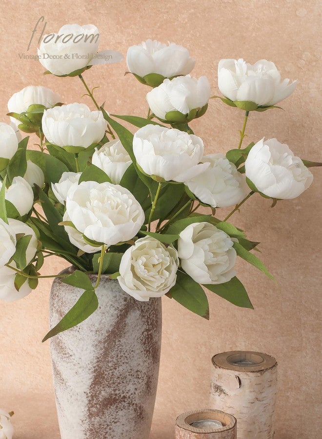Floroom مجموعة زهور الفاوانيا الاصطناعية من فلوروم، 6 قطع من الحرير الصناعي، سيقان بطول 27 بوصة، أغصان زهور صناعية للمزهريات الطويلة، مثالية لتزيين باقات الزفاف، وتنسيق الزهور، وديكور المنزل، لون عاجي - Image 5