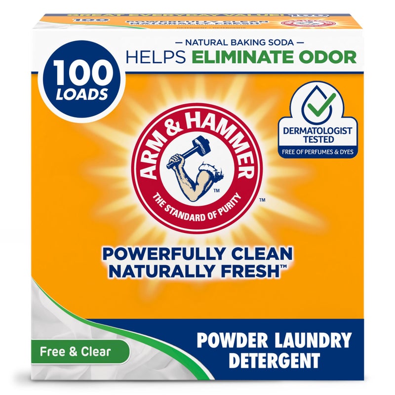 Arm & Hammer Laundry Detergent, Free of Perfume & Dyes, Powder, 100 Loads, 6.16 lb - Image 1