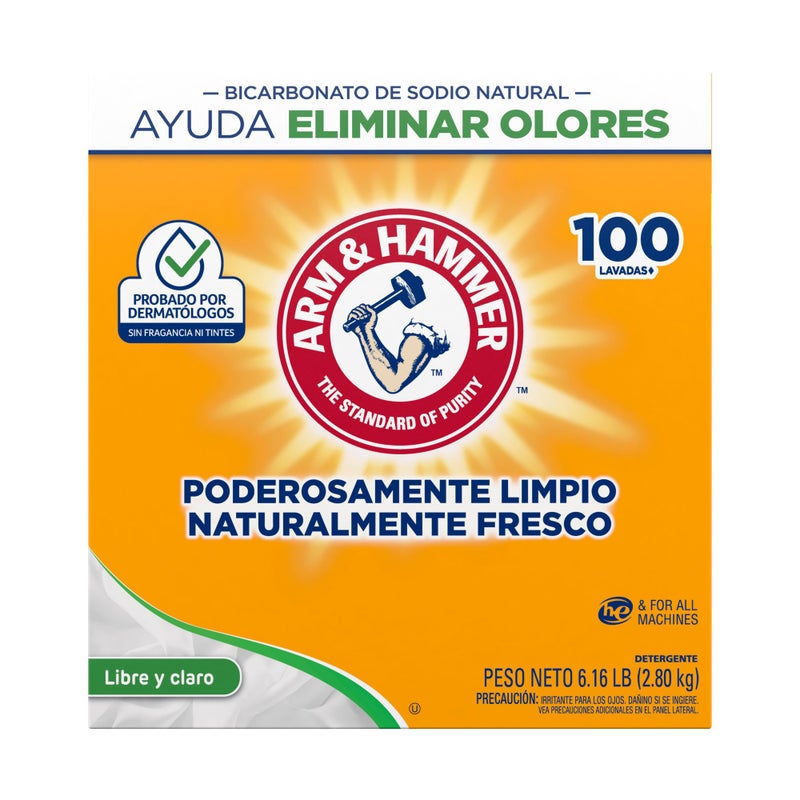 Arm & Hammer Laundry Detergent, Free of Perfume & Dyes, Powder, 100 Loads, 6.16 lb - Image 2