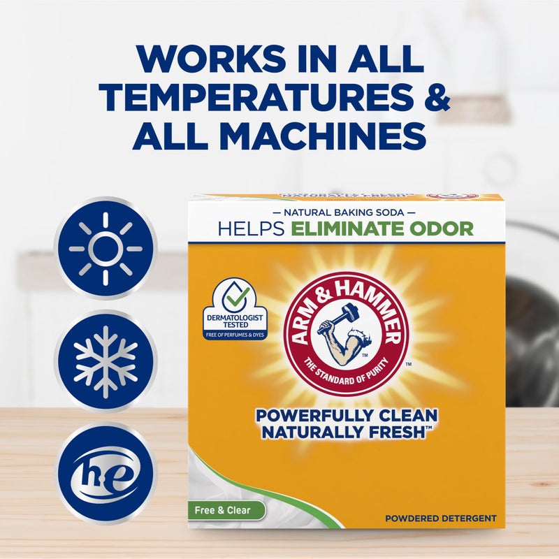 Arm & Hammer Laundry Detergent, Free of Perfume & Dyes, Powder, 100 Loads, 6.16 lb - Image 5