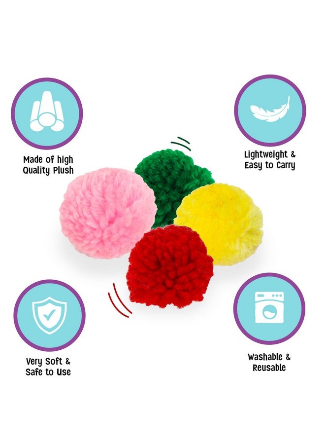 SPOT Wool Pom Poms Cat Toy - Interactive Wool Balls Cat Toy with Catnip for Cats and Kittens to Bite, Swat and Chase - 1.5 inch, 4 pcs