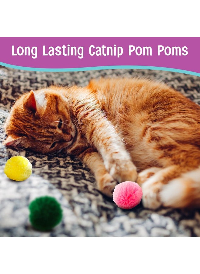SPOT Wool Pom Poms Cat Toy - Interactive Wool Balls Cat Toy with Catnip for Cats and Kittens to Bite, Swat and Chase - 1.5 inch, 4 pcs