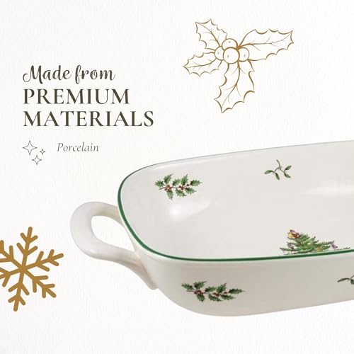 Spode Christmas Tree Oval Breadbasket, 14 Inch x 7.5 Inch Handled Bowl for Fruit, Bread, Cookies - Porcelain Gift, Holiday Serveware & Oven to Table Dish, Dishwasher Safe Tableware - Image 4