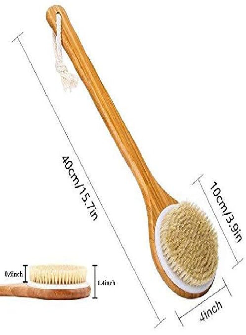 Red Blossom Bath Body Brush Long Handle Bath Back Spa Clean Bath Brush Natural Bristle Shower Brushes Improves Blood Circulation, Exfoliates, Skin Health Wet Or Dry Back Scrubber, Brown  - Image 4