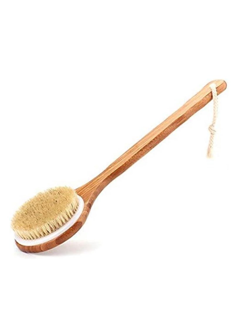 Red Blossom Bath Body Brush Long Handle Bath Back Spa Clean Bath Brush Natural Bristle Shower Brushes Improves Blood Circulation, Exfoliates, Skin Health Wet Or Dry Back Scrubber, Brown  - Image 1
