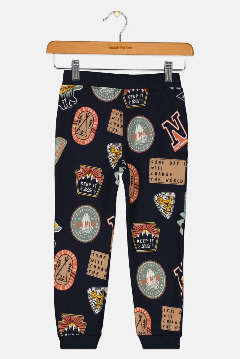 NAME IT Toddlers Boy Graphic Print Jogger Pants, Navy - Image 2