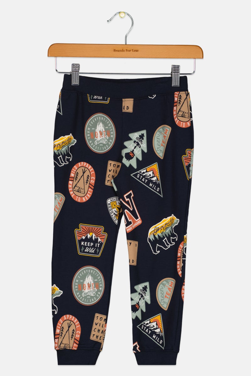 NAME IT Toddlers Boy Graphic Print Jogger Pants, Navy - Image 1