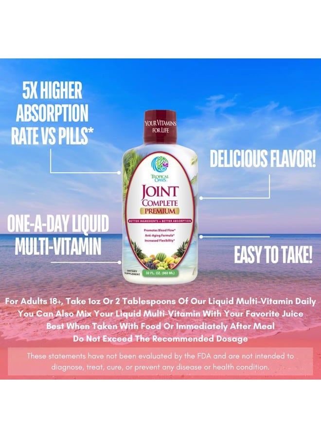 Tropical Oasis Joint Complete Premium- Liquid Joint Supplement w/Glucosamine, Chondroitin, MSM, Hyaluronic Acid – for Bone, Joint Health - 96% Max Absorption– 32oz, 32 serv  - Image 5