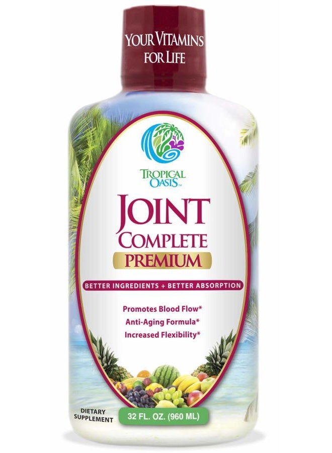 Tropical Oasis Joint Complete Premium- Liquid Joint Supplement w/Glucosamine, Chondroitin, MSM, Hyaluronic Acid – for Bone, Joint Health - 96% Max Absorption– 32oz, 32 serv  - Image 1