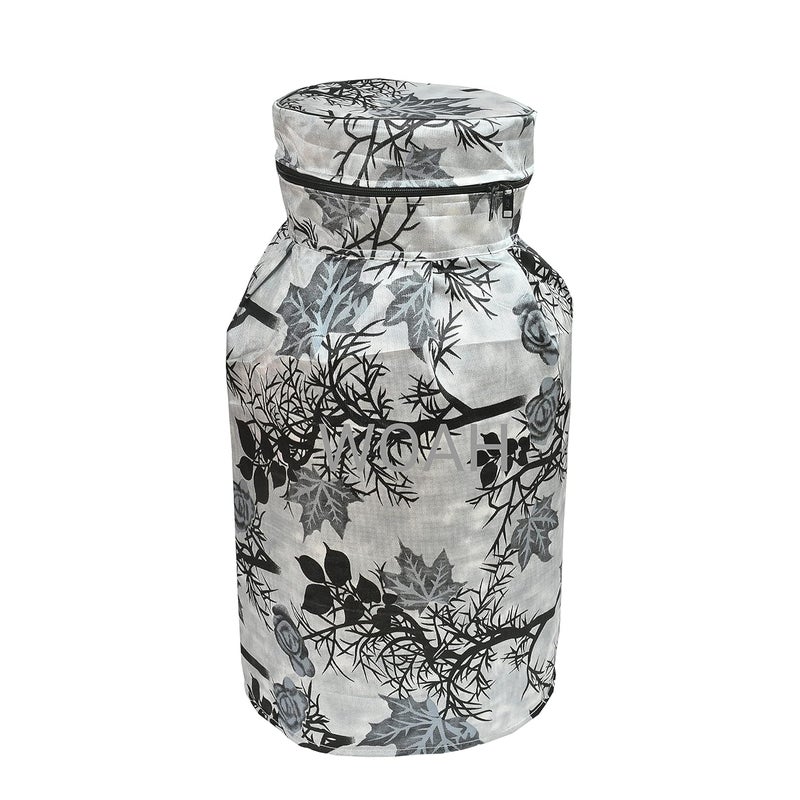 Woah Cotton DustProof And Dustproof LPG Gas Cylinder Cover Top Design Stain Dust DustProof PVC LPG Gas Cylinder Cover Polyester Gas Tank Cover Fits Standard Pack of 1 Grey Tree - Image 1