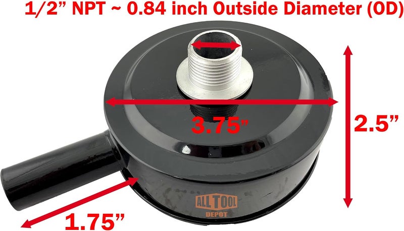 ALL Tool Depot 1/2" NPT فلتر هواء ضاغط الهواء مع كاتم صوت وهيكل معدني وعنصر الترشيح - Image 2