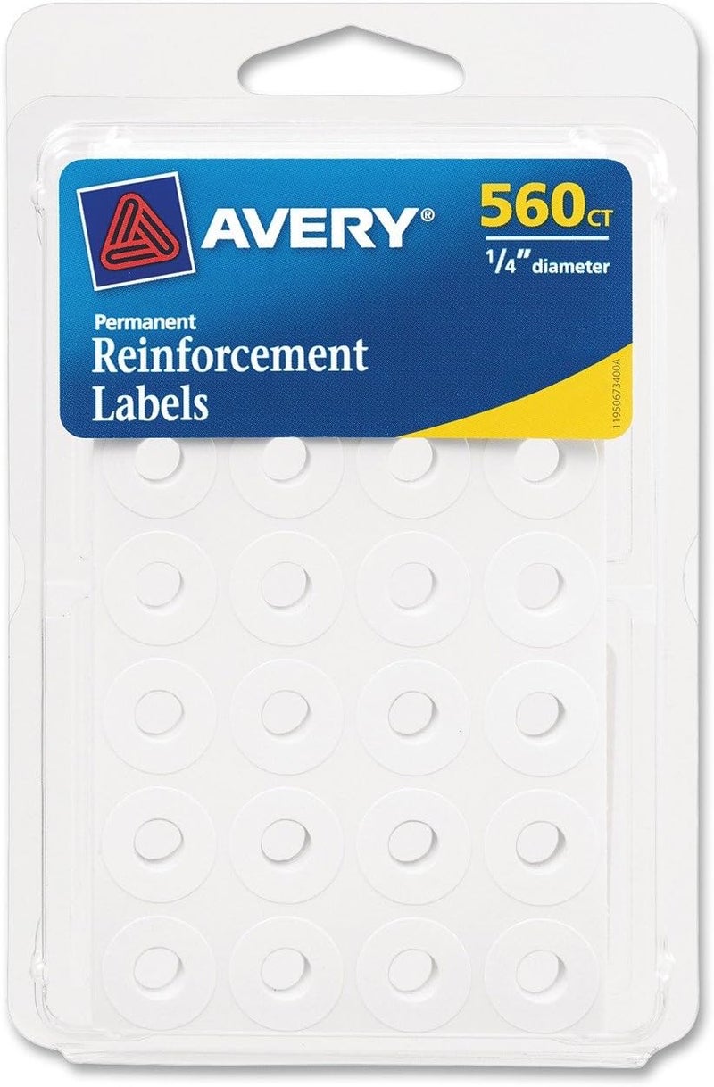Hole Reinforcement Labels, 1/4-In., 560-Ct.