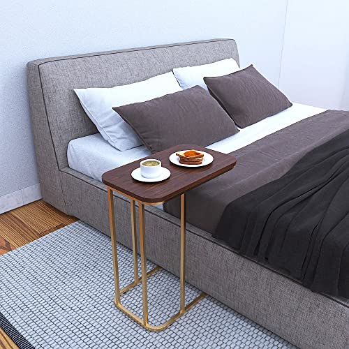 DECOWORLD|| Premium Side Table || Metal Side Table with Wooden Top || End Table for Living Room, Sofa C Type Table or Bed Side Stand (Golden) - Image 5