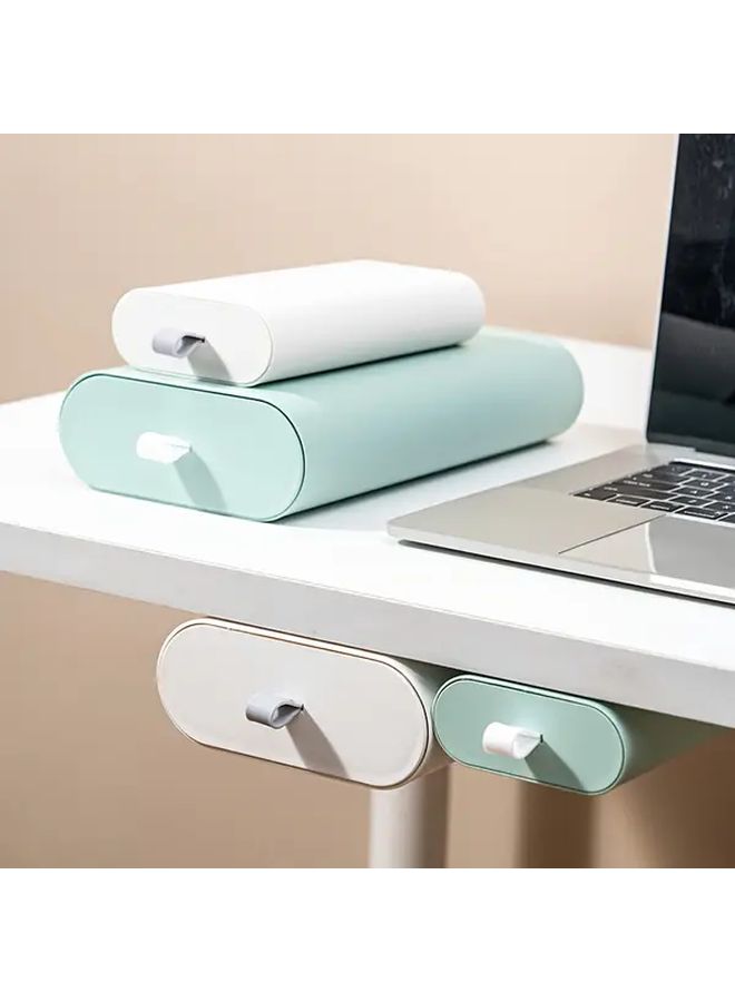 Twilight Green Under Desk Organizer With 2 Invisible Drawers Durable Plastic Storage Box - Image 1