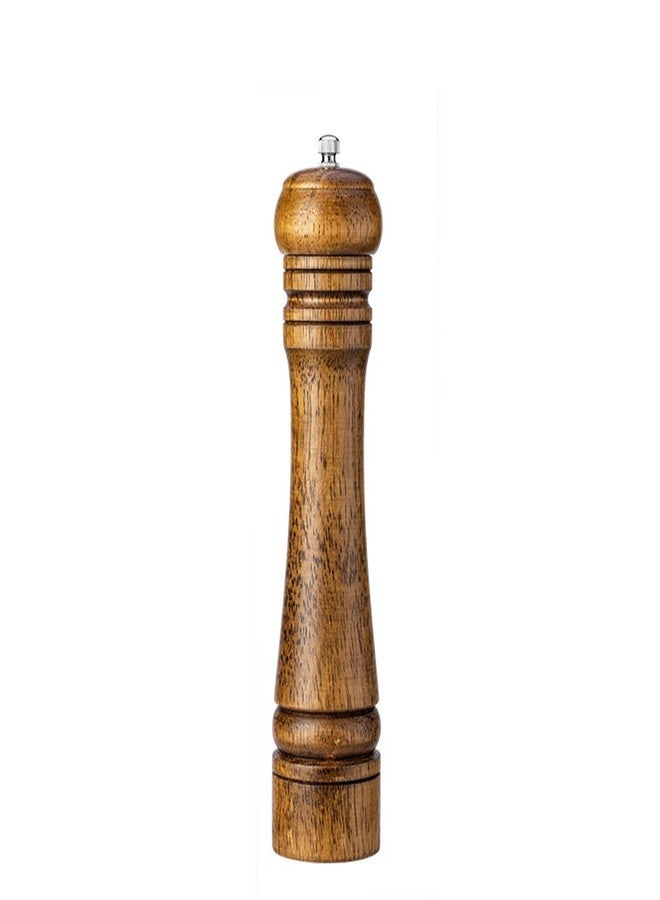 disclean 10 Inch Large Capacity Manual Oak Wood Salt and Pepper Mill Adjustable Ceramic Core for Even Grinding Kitchen Cooking Daily Seasoning Family Meals - Image 1