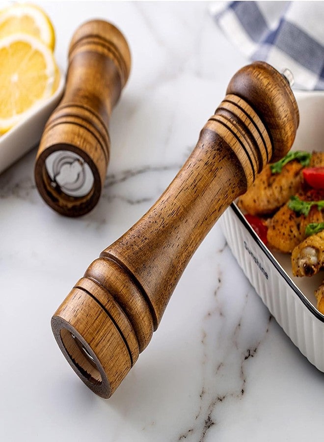 disclean 10 Inch Large Capacity Manual Oak Wood Salt and Pepper Mill Adjustable Ceramic Core for Even Grinding Kitchen Cooking Daily Seasoning Family Meals - Image 3