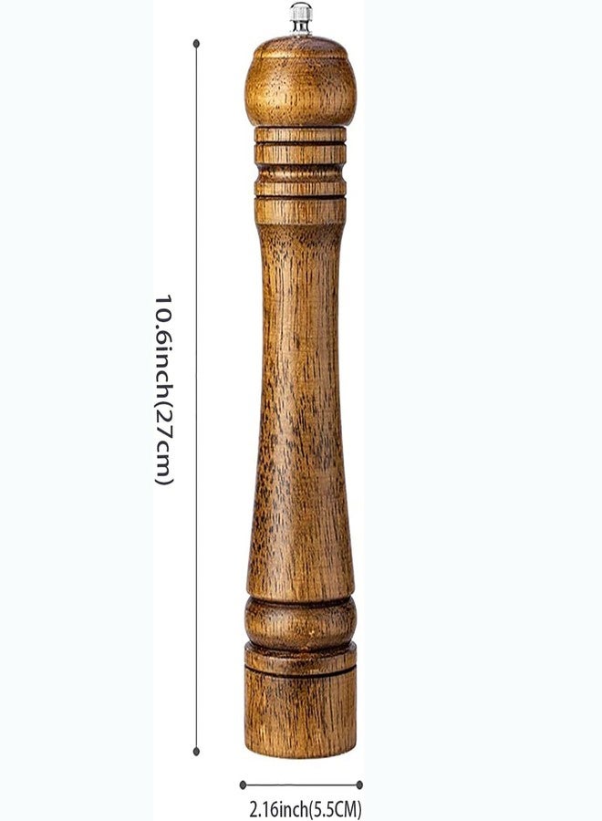 disclean 10 Inch Large Capacity Manual Oak Wood Salt and Pepper Mill Adjustable Ceramic Core for Even Grinding Kitchen Cooking Daily Seasoning Family Meals - Image 2