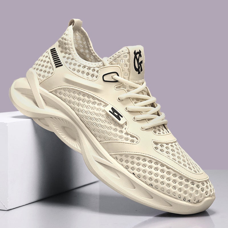 25 New Summer Men'S Shoes, Fashionable Cut Out Large Mesh Breathable Outdoor River Tracing Shoes, Leisure Travel Mountaineering Sports Shoes - Image 1