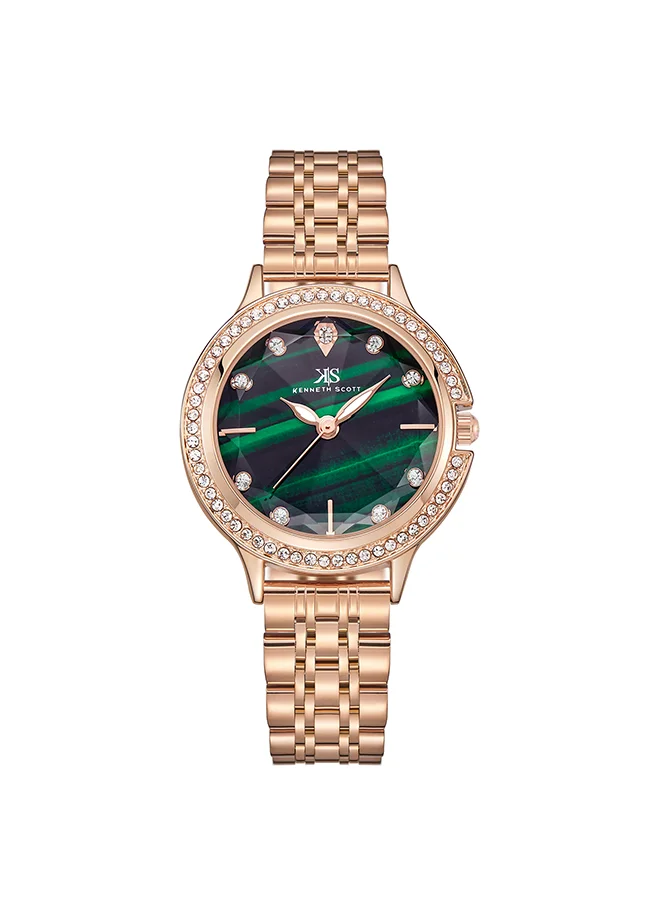 كينيث سكوت Kenneth Scott Women's Green Dial Analog Watch - K23521-RBKH