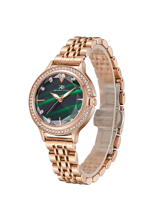 كينيث سكوت Kenneth Scott Women's Green Dial Analog Watch - K23521-RBKH