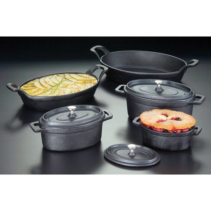 American Metalcraft CIPOV6040 Cast Iron Oval Casseroles and Pots, 7.5" Length x 4" Width, Black - Image 2