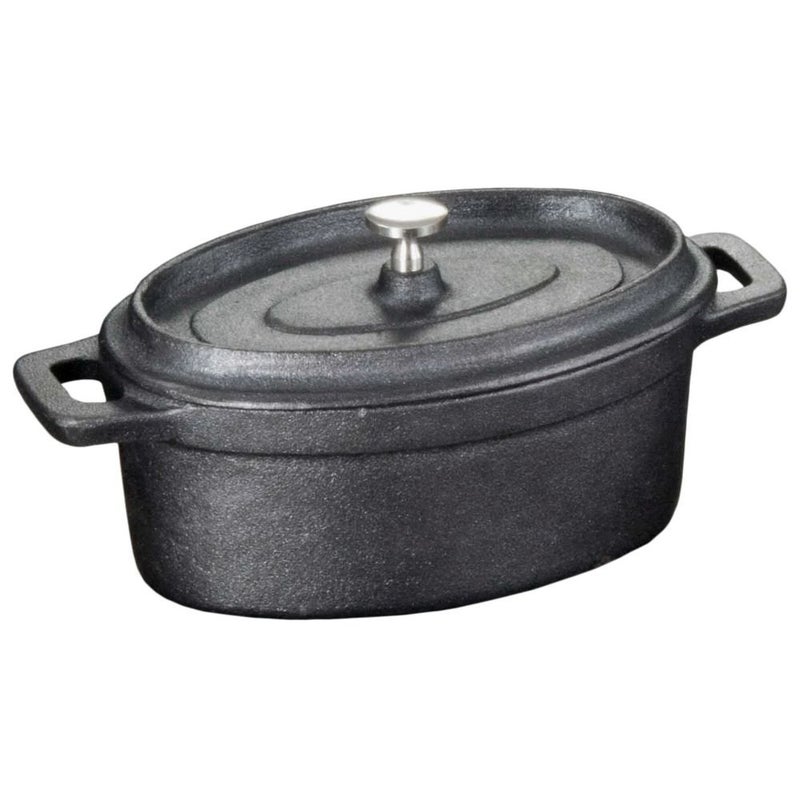 American Metalcraft CIPOV6040 Cast Iron Oval Casseroles and Pots, 7.5" Length x 4" Width, Black - Image 1
