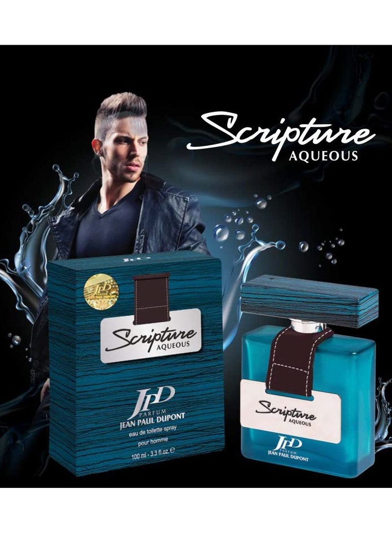 Jean Paul Dupont Scripture Aqueous 2Pcs Promo Pack Eau de Toilette 100ml + Body Spray 200ml For Men  - Image 5