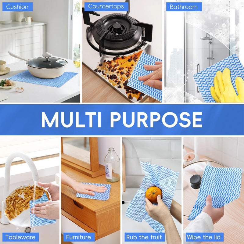 Jebblas JEBBLA Disposable Handi Wipe Cleaning Towels Cleaning Cloth Dish Cloths Reusable Towels, J Cloth Quick-Dry 50 Count/Roll， 3 Roll, Blue - Image 4