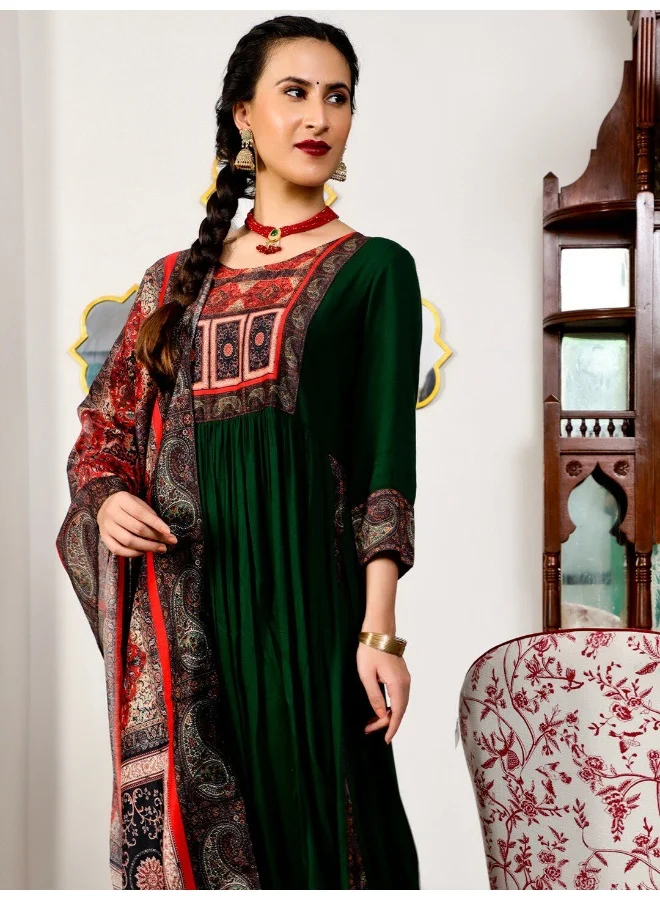 AKS AKS Couture Ethnic Motifs Printed A-Line Kurta With Palazzos & Dupatta