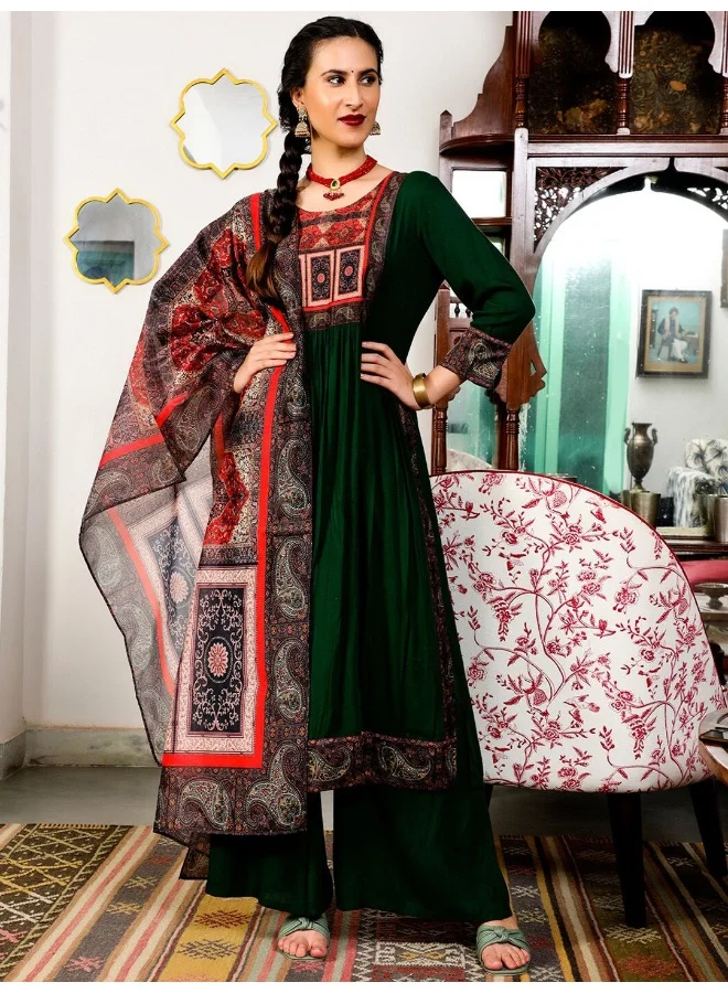 AKS AKS Couture Ethnic Motifs Printed A-Line Kurta With Palazzos & Dupatta