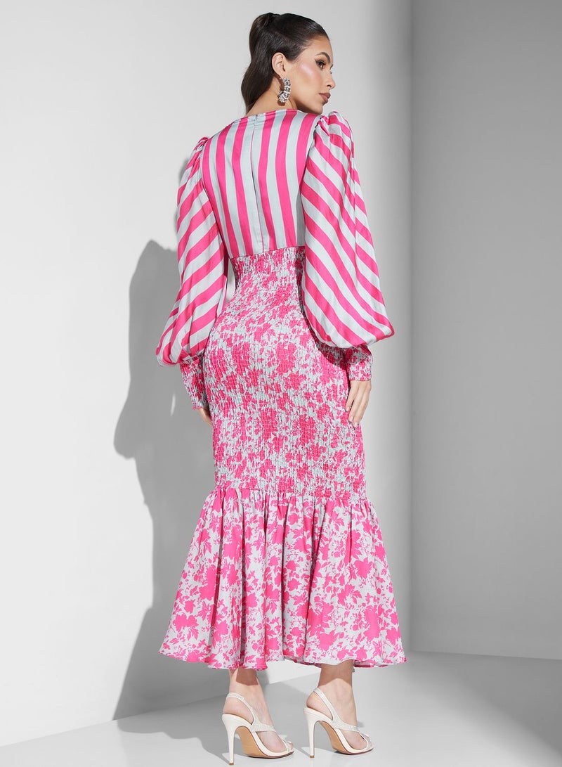 Threadz by Ajooni Floral Striped Dress - Image 2